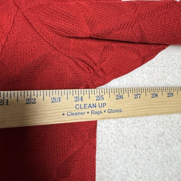 Ming Wang Womens Red Knit Cardigan Size 2X Black Trim Shoulder Pads Holiday - Picture 9 of 10